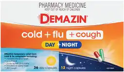 Pharmacy Best Buys Demazin Cold + Flu + Cough Day + Night 48 Capsules offer