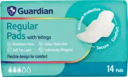 Amcal Pharmacies Guardian Regular Pads With Wings offer