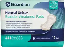 Amcal Pharmacies Guardian Unisex Bladder Weakness Pads Normal offer