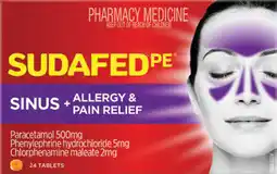 Amcal Pharmacies Sudafed PE Sinus + Allergy & Pain Relief 24 Tablets offer