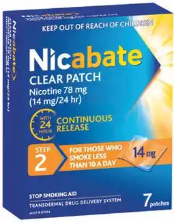 Amcal Pharmacies Nicabate Clear Patch 21mg 7 Patches offer