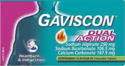 Amcal Pharmacies Gaviscon Dual Action Peppermint 48 Chewable Tablets offer