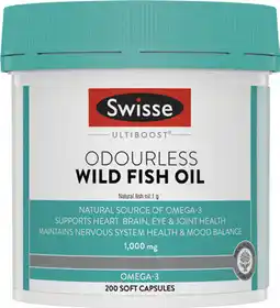 Amcal Pharmacies Swisse Ultiboost Odourless Wild Fish Oil 2000mg 200 Capsules offer