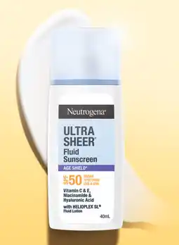 Amcal Pharmacies Neutrogena Ultra Sheer Age Shield Face Fluid SPF50 offer