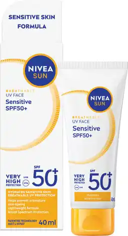 Priceline Nivea Sun Breathable UV Face Sensitive SPF50+ offer