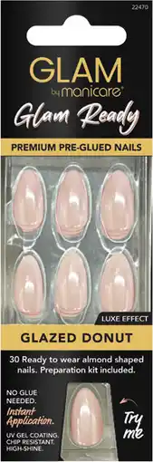 Priceline Glam by Manicare Pre-Glued Press-On Nails Glazed Donut 30 Pieces offer