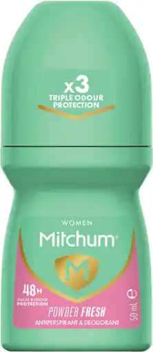 Priceline Mitchum Women Antiperspirant Roll-On Deodorant Powder Fresh offer