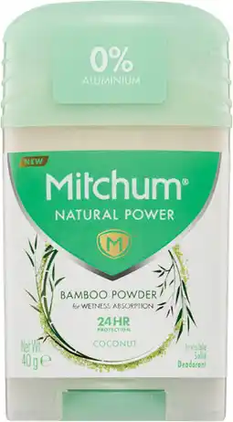 Priceline Mitchum Natural Bamboo Powder Coconut Deodorant offer