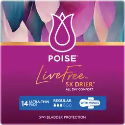 Priceline Poise LiveFree Regular With Wings Ultra-Thin offer