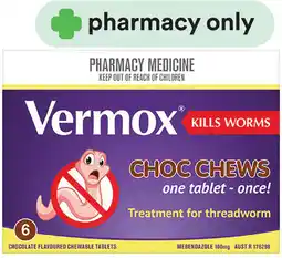 Priceline Vermox Choc Chews 6 Chewable Tablets offer
