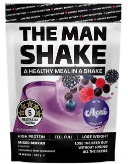 Priceline The Man Shake Formulated Meal Replacement Mixed Berries Flavour offer
