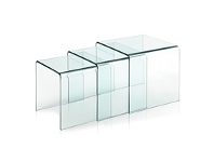 LivingStyles Glacier 3 Piece Glass Nesting Table Set, Clear offer