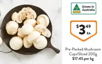 Foodworks Pre-Packed Mushroom Cups/Sliced offer