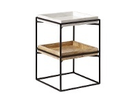 LivingStyles Hansel Marble & Mango Wood Tray Top Side Table offer