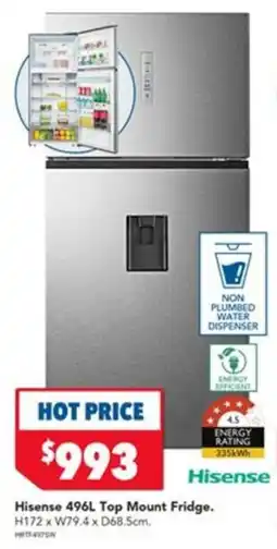 Harvey Norman Hisense 496L Top Mount Fridge offer