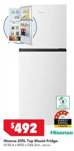Harvey Norman Hisense 205L Top Mount Fridge offer