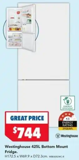 Harvey Norman Westinghouse 425L Bottom Mount Fridge offer