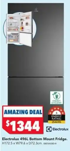 Harvey Norman Electrolux 496L Bottom Mount Fridge offer