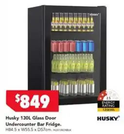 Harvey Norman Husky 130L Glass Door Undercounter Bar Fridge offer