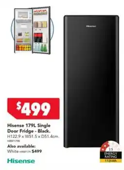 Harvey Norman Hisense 179L Single Door Fridge - Black offer