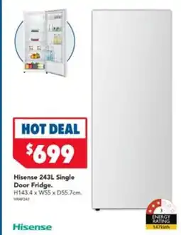 Harvey Norman Hisense 243L Single Door Fridge offer