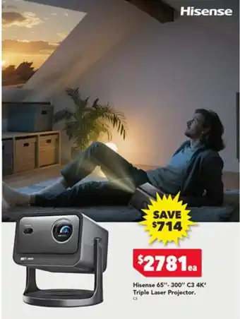 Harvey Norman Hisense 65"- 300" C3 4K Triple Laser Projector offer