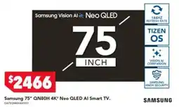 Harvey Norman Samsung 75" QN80H 4K" Neo QLED AI Smart TV offer