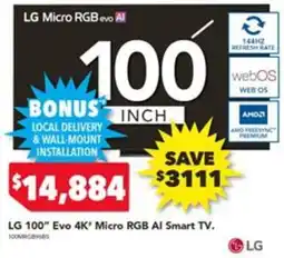 Harvey Norman LG 100" Evo 4K Micro RGB AI Smart TV offer