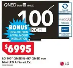Harvey Norman LG 100" QNED86 4K" QNED evo Mini LED AI Smart TV. offer