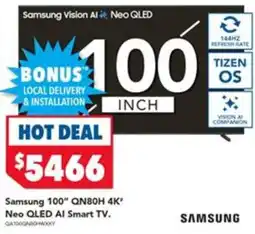 Harvey Norman Samsung 100" QN80H 4K" Neo QLED AI Smart TV. offer