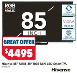Harvey Norman Hisense 85" UR8S 4K" RGB Mini LED Smart TV offer