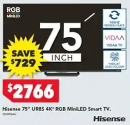 Harvey Norman Hisense 75" UR8S 4K" RGB MiniLED Smart TV offer