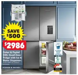 Harvey Norman Fisher & Paykel 538L Quad-Door Fridge with Ice & Water Dispenser offer
