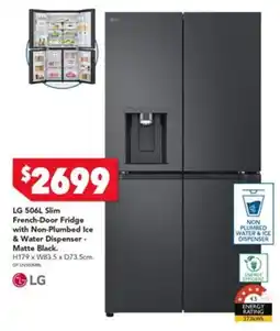 Harvey Norman LG 506L Slim French-Door Fridge with Non-Plumbed Ice & Water Dispenser - Matte Black offer