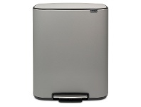 Brabantia BO Pedal Waste Bin, 30/30 Litre, Mineral Concrete Grey