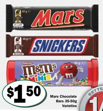 Mars Chocolate Bars Varieties