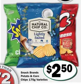 Snack Brands Potato & Corn Chips 175g Varieties