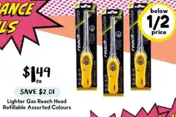Drakes Lighter Gas Reach Head Refillable Assorted Colours offer