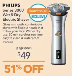 Shaver Shop Philips Series 3000 Wet & Dry Electric Shaver offer