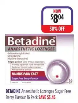 Wizard Pharmacy Betadine Anaesthetic Lozenges Sugar Free Berry Flavour offer