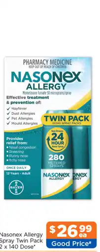 Good Price Pharmacy Nasonex Allergy Spray Twin Pack offer