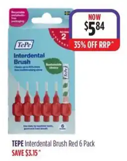 Wizard Pharmacy TePe Interdental Brush Red 6 Pack offer