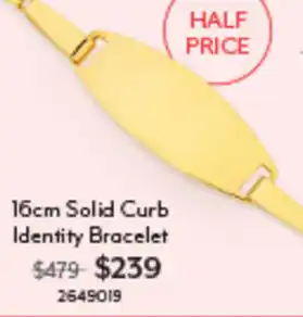 16cm Solid Curb Identity Bracelet