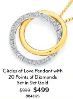 Angus & Coote Circles of Love Pendant with 20 Points of Diamonds Set in 9ct Gold offer