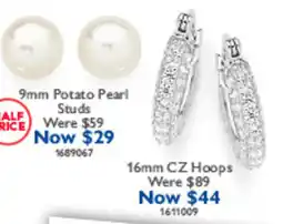 Prouds 9mm Potato Pearl Studs offer