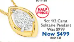 Prouds 9ct 1/2 Carat Solitaire Pendant offer