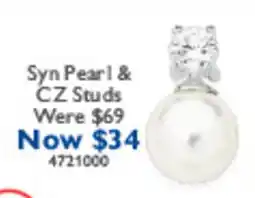 Prouds Syn Pearl & CZ Studs offer