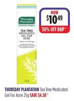 Wizard Pharmacy Thursday Plantation Tea Tree Medicated Gel For Acne offer