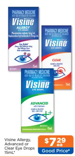 Good Price Pharmacy Visine Allergy, Advanced or Clear Eye Drops offer