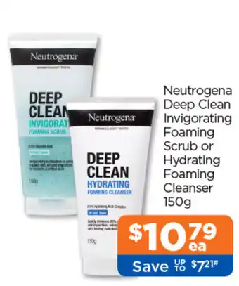 Neutrogena Deep Clean Invigorating Foaming Scrub or Hydrating Foaming Cleanser